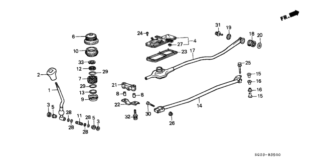 1990 Acura Legend 2 Door STD KA 5MT Shift Lever Diagram