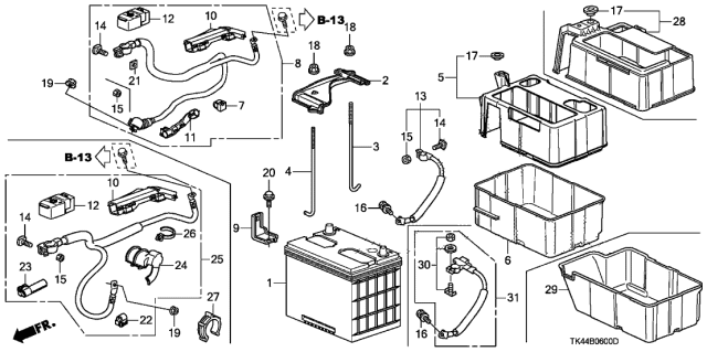 2012 Acura TL 4 Door BASE (SHAWD) KA 6AT Battery Diagram