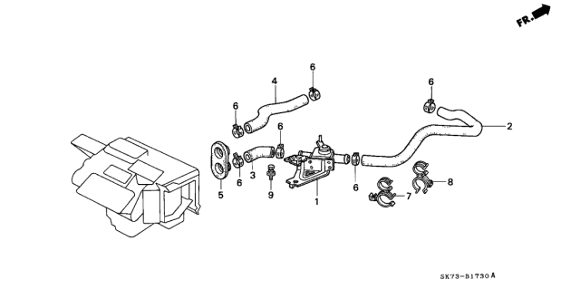 1990 Acura Integra Hose B, Water Inlet Diagram for 79722-SK7-000