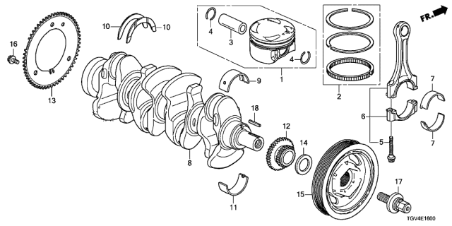 2021 Acura TLX 4 Door BASE KA XAT Crankshaft - Piston Diagram