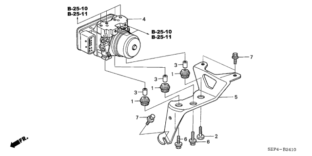 2004 Acura TL Abs Modulator Assembly Diagram for 57110-SEP-L01