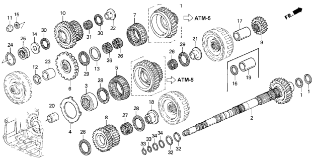 1994 Acura Legend Hub, One-Way Clutch Diagram for 23423-PY4-000