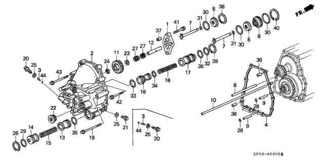 1993 Acura Legend 4 Door STD KA 4AT AT Rear Cover Diagram