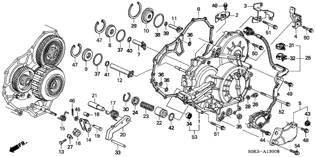 2002 Acura TL 5AT Left Side Cover Diagram