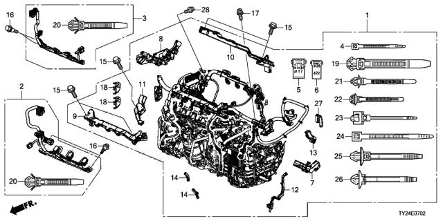 2018 Acura RLX Holder, Engine Harness (So2) Diagram for 32141-R9P-A00
