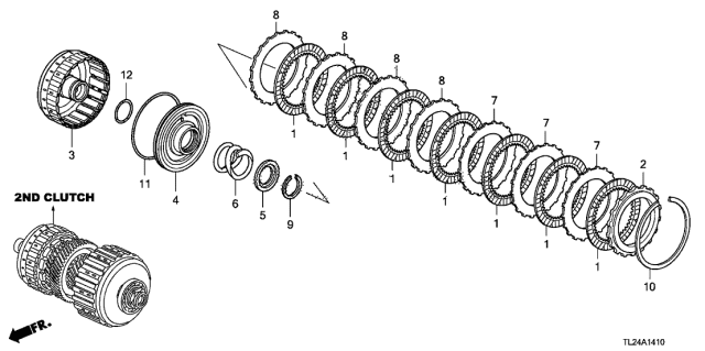 2011 Acura TSX 4 Door TSX V6 KA 5AT AT Clutch (2ND) (V6) Diagram