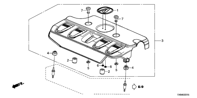 2014 Acura ILX Engine Cover Mounting Rubber Diagram for 32122-RSA-000