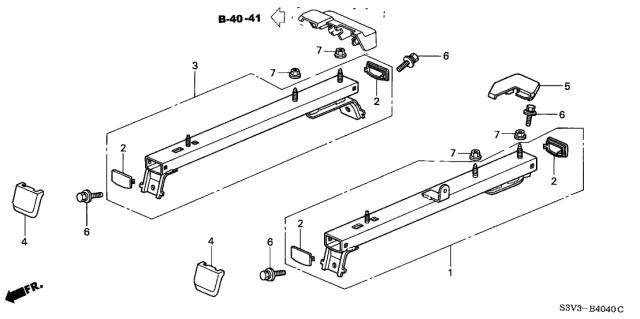 2001 Acura MDX 5 Door STD KA 5AT Middle Seat Components Diagram 1