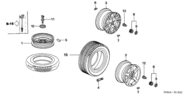 2006 Acura RSX 3 Door BASE KA 5AT Wheel Disk Diagram