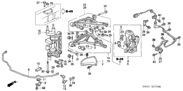 2001 Acura NSX 2 Door NSX-T KA 4AT Knuckle Diagram