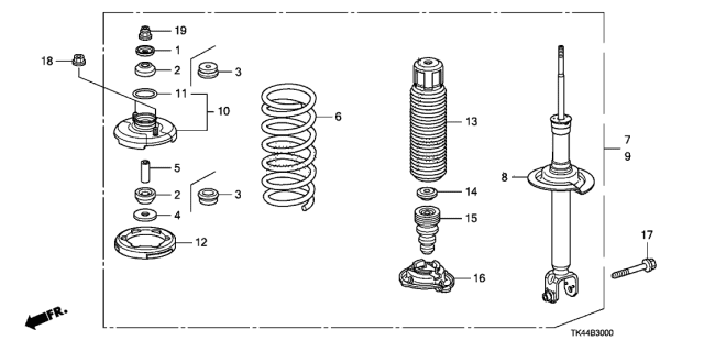 2010 Acura TL Shock Absorber Assembly Diagram for 52620-TK4-A03