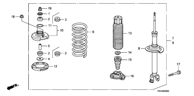 2012 Acura TL 4 Door BASE (SHAWD) KA 6AT Rear Shock Absorber Diagram