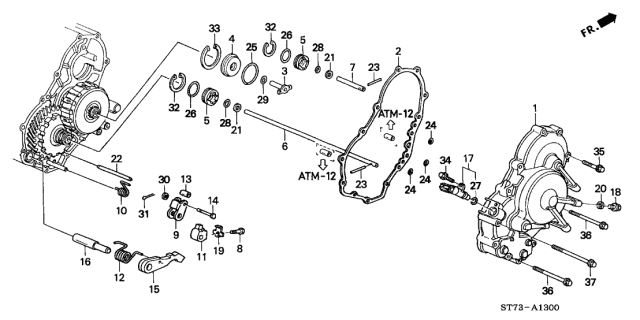 2000 Acura Integra 4 Door LS KA 4AT AT Right Side Cover Diagram 2