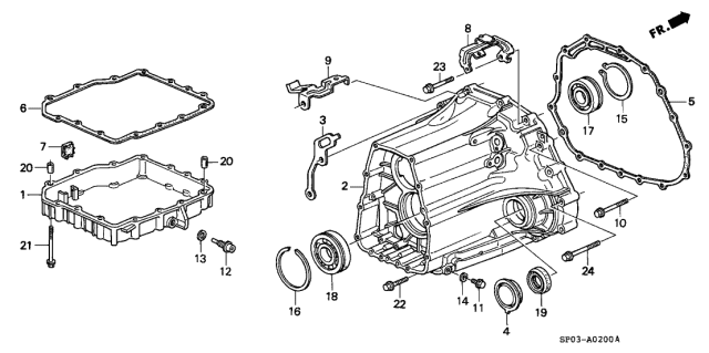 1993 Acura Legend 4 Door STD KA 4AT AT Transmission Housing Diagram