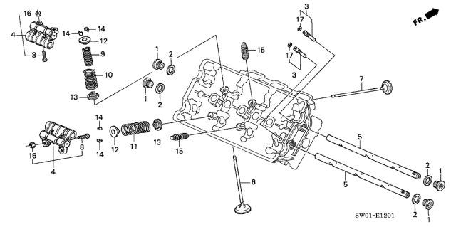 2003 Acura NSX 2 Door NSX-T KA 6MT Valve - Rocker Arm (Rear) Diagram