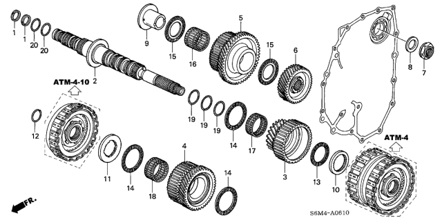 2002 Acura RSX 3 Door BASE KA 5AT AT Secondary Shaft Diagram
