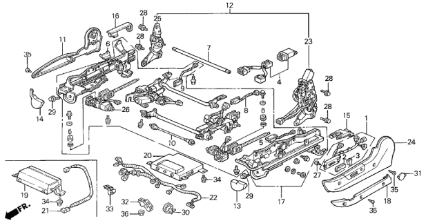 1988 Acura Legend Left Front Seat Adjuster (Power) Diagram