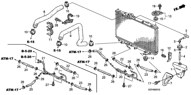 2005 Acura TL Radiator Hose - Reserve Tank Diagram