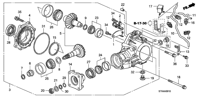 2007 Acura RDX Transfer Assembly Diagram for 29000-RWE-000