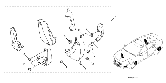 2021 Acura TLX Splash Guards Diagram