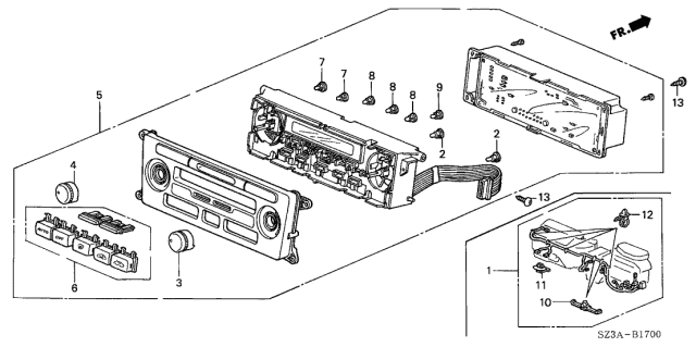 2004 Acura RL Control Assembly, Automatic Air Conditioner (Black) Diagram for 79600-SZ3-A02ZB