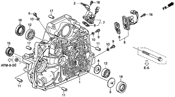 1997 Acura CL Case, Torque Converter Diagram for 21111-P0Y-000