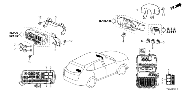 2022 Acura MDX Bracket, Fuse Box Diagram for 38204-TYA-A10