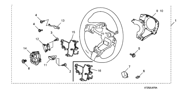 2015 Acura MDX Steering Wheel (Leather, Heated) Diagram