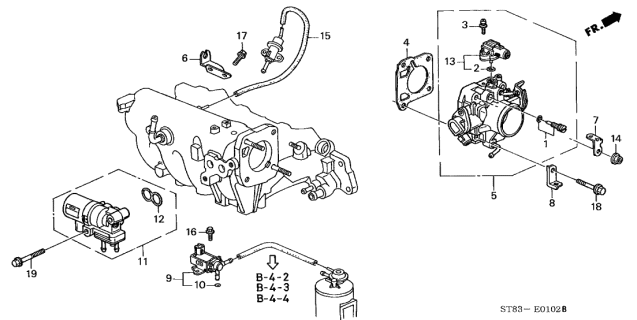 1997 Acura Integra 4 Door LS KA 5MT Throttle Body Diagram