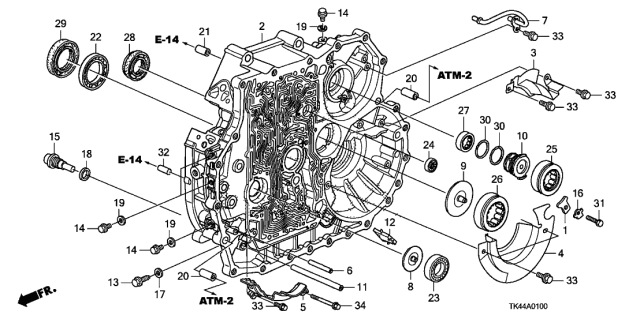 2010 Acura TL 4 Door BASE KA 5AT AT Torque Converter Case (2WD) Diagram