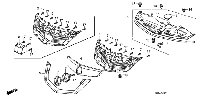 2010 Acura RL Front Grille Base Diagram for 71121-SJA-A31