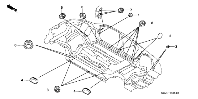 2005 Acura RL Grommet Diagram 1