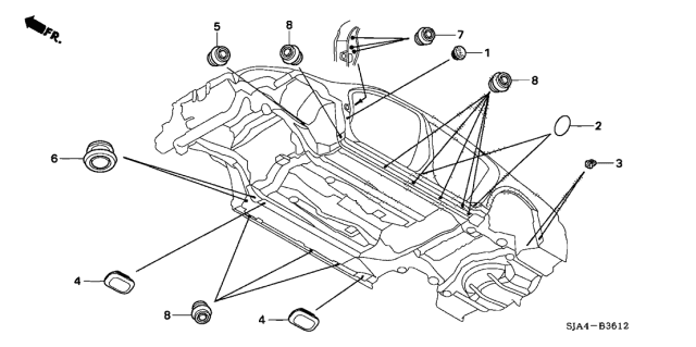 2012 Acura RL 4 Door RL-H KA 6AT Grommet Diagram 1