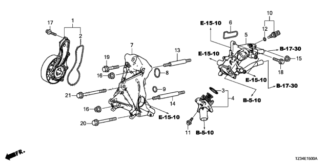 2015 Acura TLX Water Pump Diagram