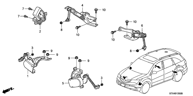 2013 Acura MDX 5 Door ADV KA 6AT Auto Leveling Control Diagram