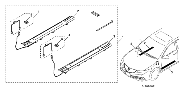 2016 Acura TLX 4 Door 24TECH (2.4) KA DCT Illuminated Door Trim Diagram