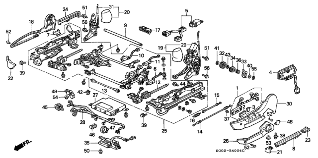 1989 Acura Legend Power Unit, Driver Side Reacher Diagram for 81809-SG0-A01