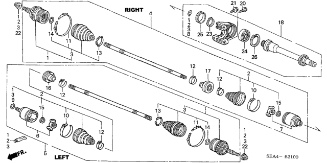 2005 Acura TSX R.Rm Driveshaft Assembly Diagram for 44305-SEA-N00RM