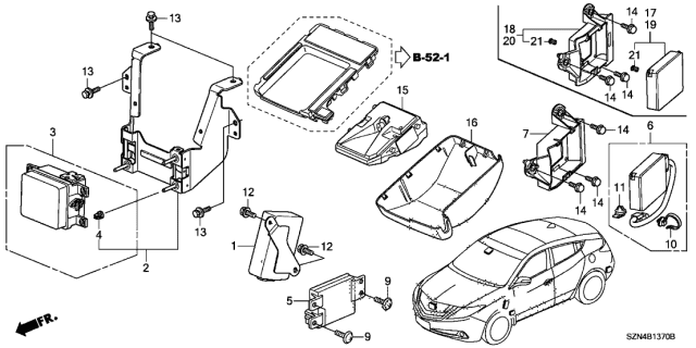 2013 Acura ZDX Radar Sub-Assembly, Driver Side Diagram for 36936-SZN-A01