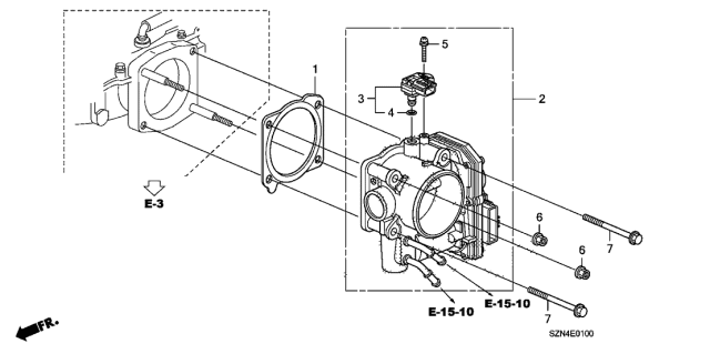 2010 Acura ZDX 5 Door TECH KA 6AT Throttle Body Diagram
