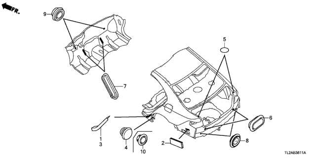 2013 Acura TSX 4 Door TSX V6 KA 5AT Grommet (Rear) Diagram