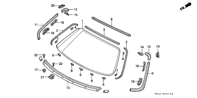 1993 Acura Integra 4 Door RS KL 4AT Rear Glass Diagram