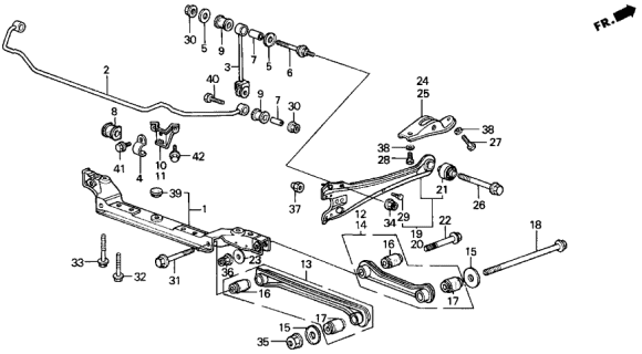 1990 Acura Legend Left Rear Trailing Arm Diagram for 52372-SD4-A52