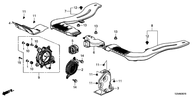 2017 Acura MDX Fan Assembly, Cooling Diagram for 1J810-5WS-A01