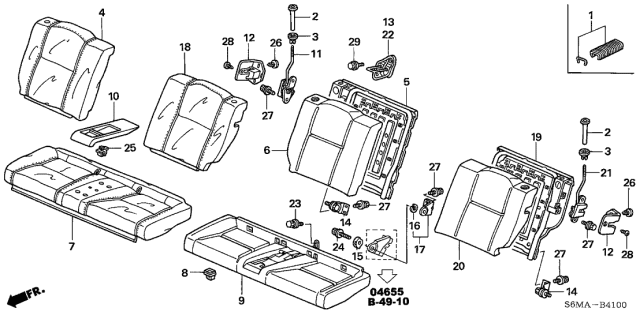 2006 Acura RSX Rear Seat Cushion Cover (Titanium) (Leather) Diagram for 82131-S6M-A12ZB