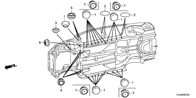 2011 Acura TSX 5 Door TSXTEC KA 5AT Grommet Diagram 1