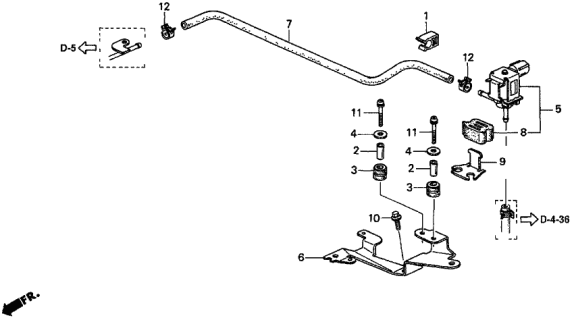 1998 Acura TL 4 Door PRE2.5 KA 4AT Purge Control Solenoid Valve Diagram