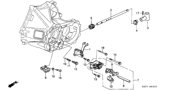 1987 Acura Legend MT Shift Rod - Shift Holder Diagram