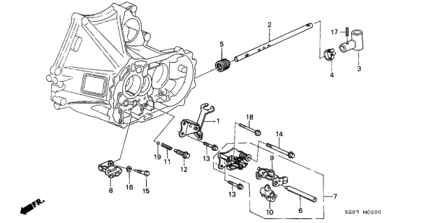 1988 Acura Legend MT Shift Rod - Shift Holder Diagram