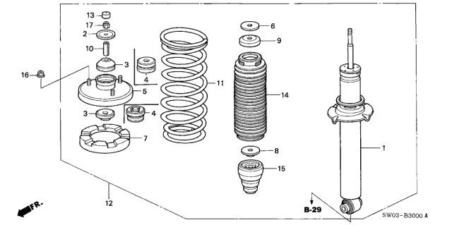 2001 Acura NSX 2 Door NSX-T KA 4AT Rear Shock Absorber Diagram